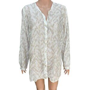 Zozo button down light weight blouse cotton/silk blend hi low size XL (NWT)